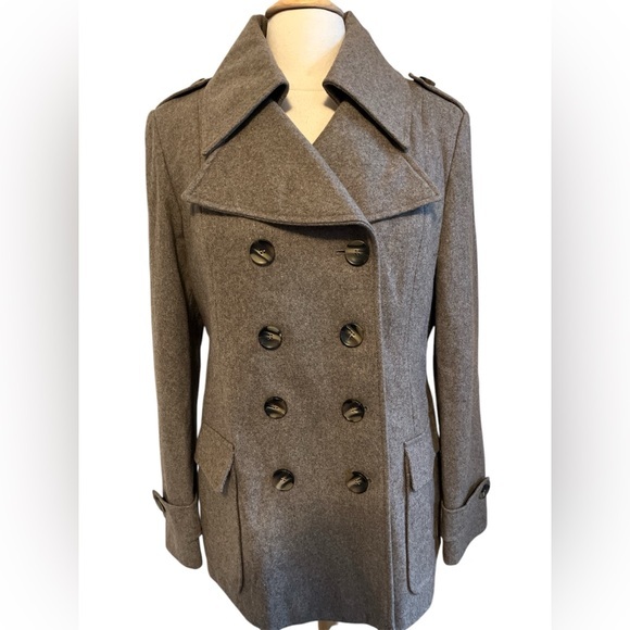 New York & Company Jackets & Blazers - New York & Co. double breasted Wool Tan blend coat w/Military detail size Large